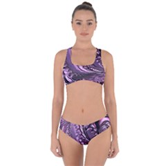 Purple Fractal Flowing Fantasy Criss Cross Bikini Set by Pakrebo