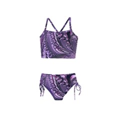 Purple Fractal Flowing Fantasy Girls  Tankini Swimsuit