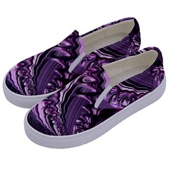 Purple Fractal Flowing Fantasy Kids  Canvas Slip Ons by Pakrebo