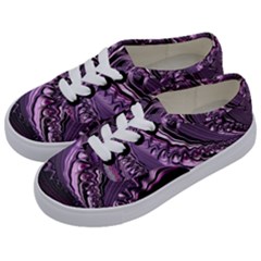 Purple Fractal Flowing Fantasy Kids  Classic Low Top Sneakers by Pakrebo