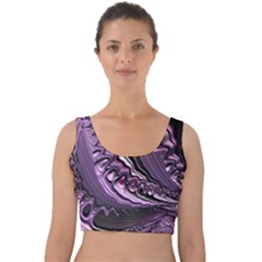 Purple Fractal Flowing Fantasy Velvet Crop Top