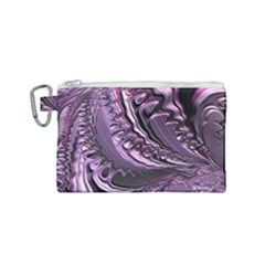 Purple Fractal Flowing Fantasy Canvas Cosmetic Bag (small)