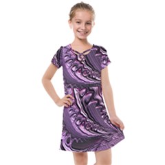 Purple Fractal Flowing Fantasy Kids  Cross Web Dress