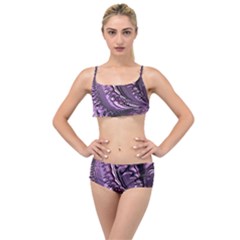 Purple Fractal Flowing Fantasy Layered Top Bikini Set