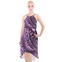 Purple Fractal Flowing Fantasy High-Low Halter Chiffon Dress  View1