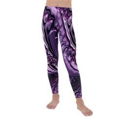 Purple Fractal Flowing Fantasy Kids  Lightweight Velour Leggings