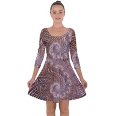 Fractal Art Pattern 3d Artwork Quarter Sleeve Skater Dress