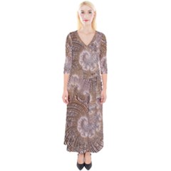 Fractal Art Pattern 3d Artwork Quarter Sleeve Wrap Maxi Dress