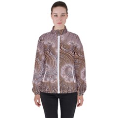 Fractal Art Pattern 3d Artwork High Neck Windbreaker (women)