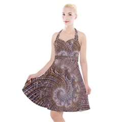 Fractal Art Pattern 3d Artwork Halter Party Swing Dress  by Pakrebo