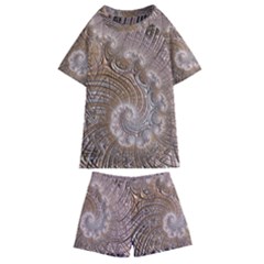 Fractal Art Pattern 3d Artwork Kids  Swim Tee And Shorts Set