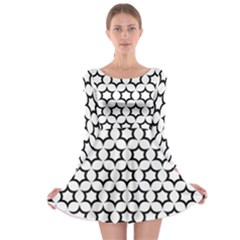 Pattern Star Repeating Black White Long Sleeve Skater Dress by Pakrebo