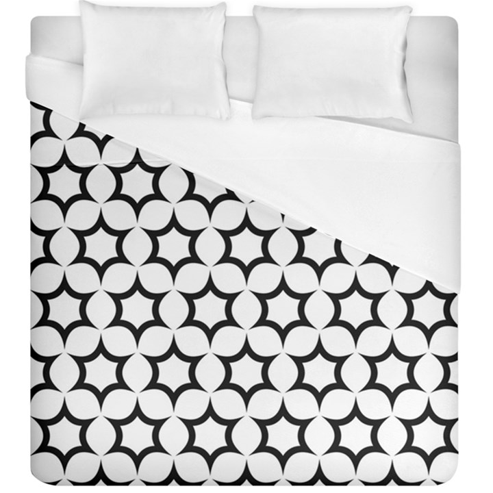 Pattern Star Repeating Black White Duvet Cover (King Size)