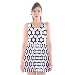 Pattern Star Repeating Black White Scoop Neck Skater Dress by Pakrebo