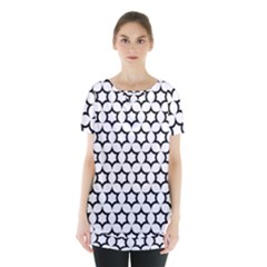 Pattern Star Repeating Black White Skirt Hem Sports Top by Pakrebo