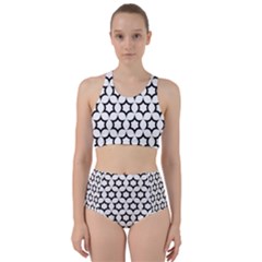 Pattern Star Repeating Black White Racer Back Bikini Set by Pakrebo