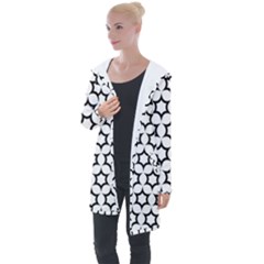 Pattern Star Repeating Black White Longline Hooded Cardigan