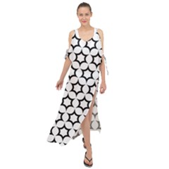 Pattern Star Repeating Black White Maxi Chiffon Cover Up Dress