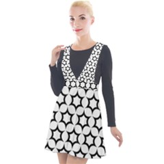 Pattern Star Repeating Black White Plunge Pinafore Velour Dress