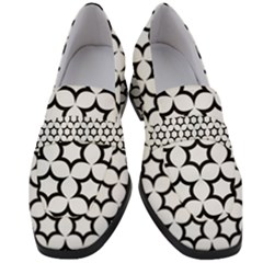 Pattern Star Repeating Black White Women s Chunky Heel Loafers