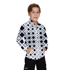 Square Diagonal Pattern Monochrome Windbreaker (kids) by Pakrebo