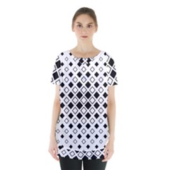 Square Diagonal Pattern Monochrome Skirt Hem Sports Top by Pakrebo