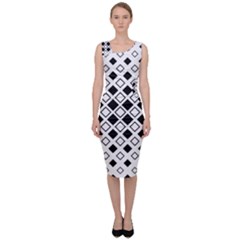 Square Diagonal Pattern Monochrome Sleeveless Pencil Dress by Pakrebo