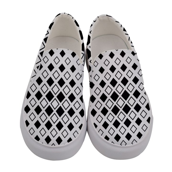 Square Diagonal Pattern Monochrome Women s Canvas Slip Ons