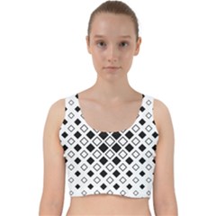 Square Diagonal Pattern Monochrome Velvet Racer Back Crop Top