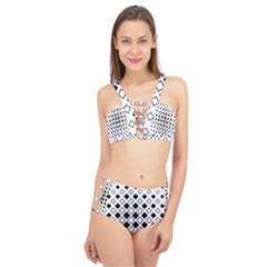 Square Diagonal Pattern Monochrome Cage Up Bikini Set by Pakrebo