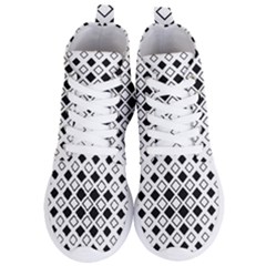 Square Diagonal Pattern Monochrome Women s Lightweight High Top Sneakers