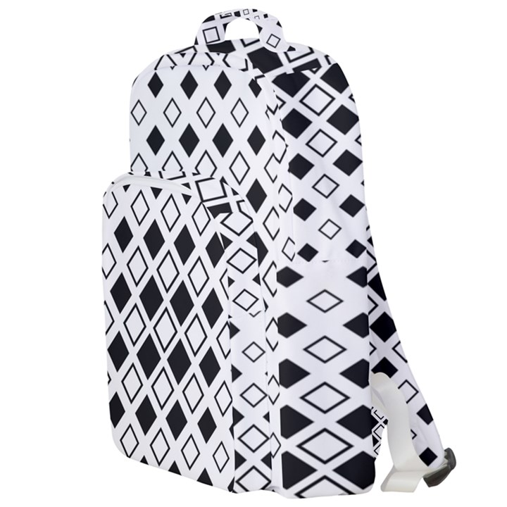 Square Diagonal Pattern Monochrome Double Compartment Backpack