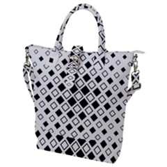 Square Diagonal Pattern Monochrome Buckle Top Tote Bag