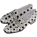 Square Diagonal Pattern Monochrome Women s Chunky Heel Loafers View2