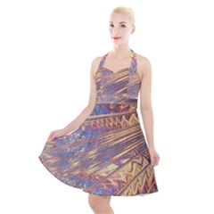 Flourish Artwork Fractal Expanding Halter Party Swing Dress 