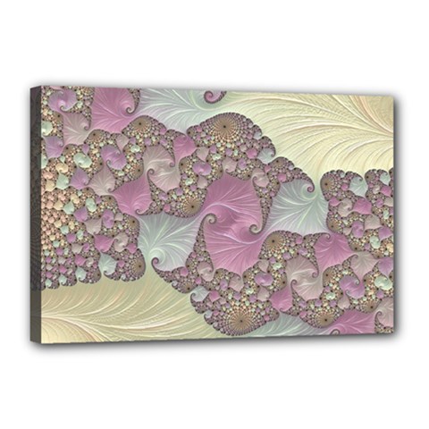 Pastels Cream Abstract Fractal Canvas 18  X 12  (stretched) by Pakrebo