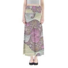 Pastels Cream Abstract Fractal Full Length Maxi Skirt by Pakrebo