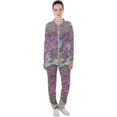 Pastels Cream Abstract Fractal Casual Jacket And Pants Set