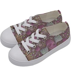 Pastels Cream Abstract Fractal Kids  Low Top Canvas Sneakers by Pakrebo