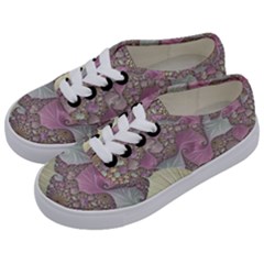 Pastels Cream Abstract Fractal Kids  Classic Low Top Sneakers by Pakrebo