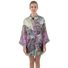 Pastels Cream Abstract Fractal Long Sleeve Kimono Robe by Pakrebo