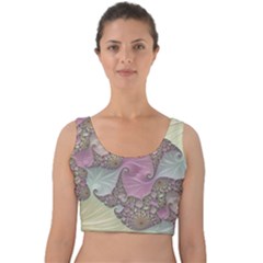 Pastels Cream Abstract Fractal Velvet Crop Top