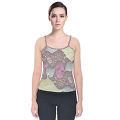 Pastels Cream Abstract Fractal Velvet Spaghetti Strap Top