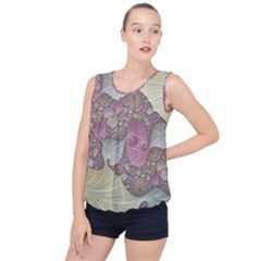 Pastels Cream Abstract Fractal Bubble Hem Chiffon Tank Top