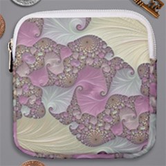 Pastels Cream Abstract Fractal Mini Square Pouch by Pakrebo