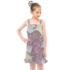 Pastels Cream Abstract Fractal Kids  Overall Dress