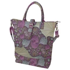 Pastels Cream Abstract Fractal Buckle Top Tote Bag