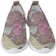 Pastels Cream Abstract Fractal Kids  Slip On Sneakers