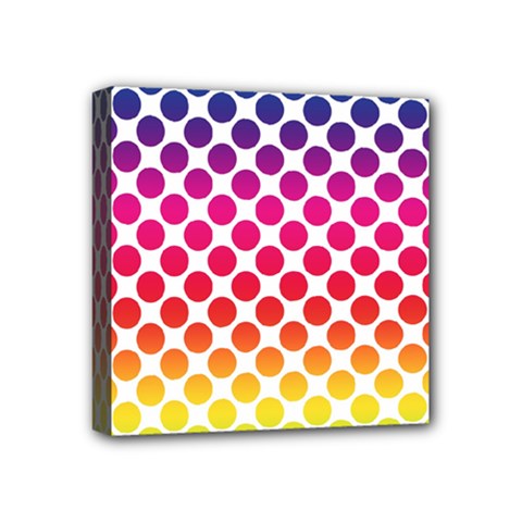 Polka Dots Spectrum Colours Dots Mini Canvas 4  X 4  (stretched) by Pakrebo