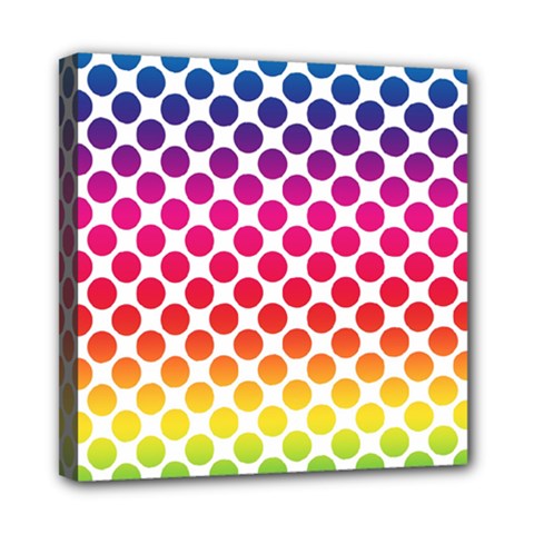 Polka Dots Spectrum Colours Dots Mini Canvas 8  X 8  (stretched) by Pakrebo